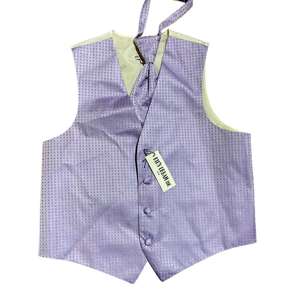 Kids Dream Lavender Square Pattern Vest Tie Set Boys size 14 - Picture 1 of 3